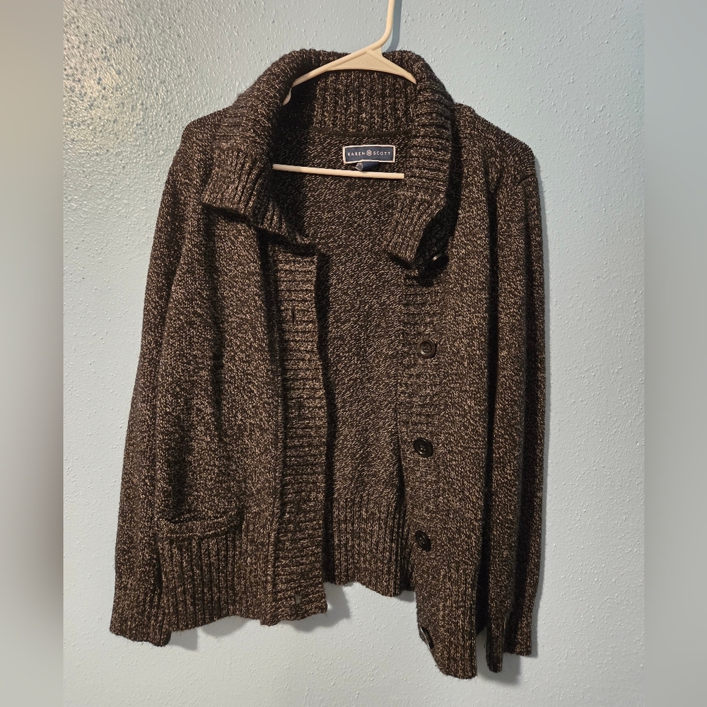 Karen Scott Dark Grey Cardigan Sweater